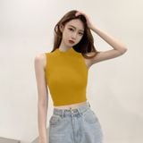 Áo Croptop thun nữ form ba lỗ ôm người body  Cotton 100% - Thương hiệu HappyFamily chính hãng  Họa tiết trơn 5 MÀU