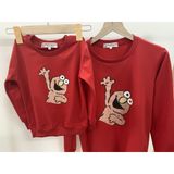 Áo Gia đình Dài Tay Familylove - Mẫu Áo Gia đình Sweater Dài Tay ELMO Chất Nỉ Da Cá Cotton 100%
