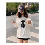 Áo Hoodie Trắng Cotton Nữ Form Rộng Tay Dài Familylove – Set Hình Gấu Ulzzang