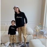 Áo Sweater Gia Đình Familylove- Mẫu Áo Gia Đình Sweater In Chữ Positive,chú Gấu Nhỏ Đáng Yêu  Chất Nỉ Da Cá Cotton 100%