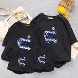 Áo gia đình Familylove - Mẫu Áo Đồng phục gia đình Họa Tiết Phi Hành Gia Travel The Space chất liệu cotton 100% co giãn