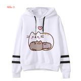 Áo sweater nỉ nữ Familylove – Áo Item chú mèo Da Cá Cotton 100% Cao Cấp 6 mẫu dễ thương - Phối 2 sọc đen Tay