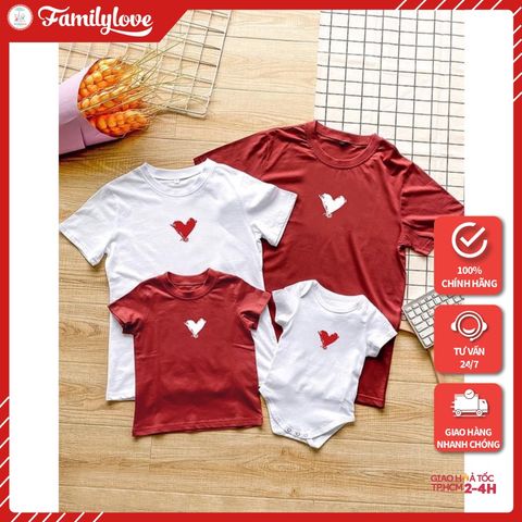 Áo gia đình Familylove - Mẫu Áo gia đình nét Vẽ icon trái Tim
