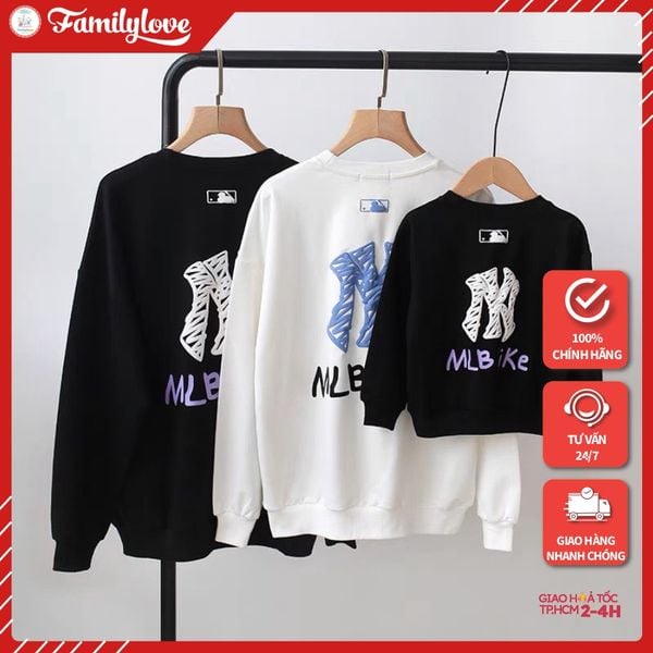 Áo Gia đình Thu Đông Familylove - Đồ Áo Gia đình Mùa Đông Sweater Logo New York Yankess MLB like Chất Nỉ Da Cá Cotton 10