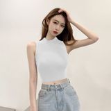 Áo Croptop thun nữ form ba lỗ ôm người body  Cotton 100% - Thương hiệu HappyFamily chính hãng  Họa tiết trơn 5 MÀU