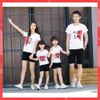 Đồ bộ gia đình Familylove - đồ gia đình in họa tiết trái tim ALWAY SMILE chất thun cotton 100 co giãn bốn chiều
