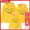 Áo Hoodie Gia đình + Nón/Túi như hình Cotton Nỉ da cá (kèm Logo thương hiệu) Họa tiết Tai mickey