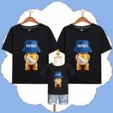 Áo gia đình Familylove - Đồng phục gia đình Gấu Nasa đội Mũ Xanh cực dễ thương chất liệu cotton 100% co giãn