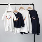 Áo Sweater Gia Đình Familylove - Mẫu Áo Sweater Gia Đình Họa Tiết Mặt Cười Polizie Chất Nỉ Da Cá Cotton 100%