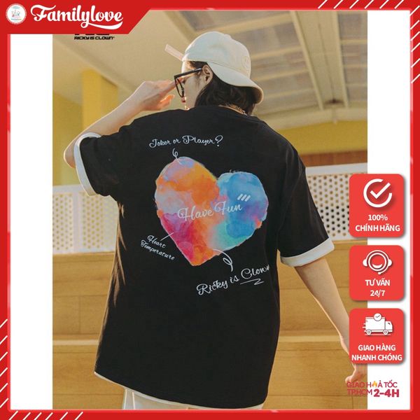 Áo Thun Nữ Tay Lỡ Phông Form Rộng Dáng Unisex - Mẫu Trái Tim Sắc Màu