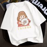 Áo thun nữ tay lỡ form rộng dáng Unisex - Mẫu Cô gái mlem Cotton 100% 6 màu nổi đẹp