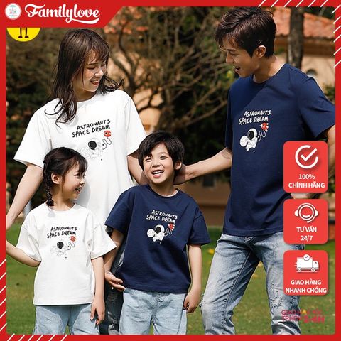 Áo Gia Đình Familylove-mẫu Đồng Phục Gia Đình Họa Tiết Phi Hành Gia Astronauts Space Dream Chất Liệu Cotton 100% Co Giãn