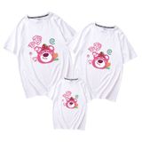 Áo gia đình Familylove - đồ gia đình họa tiết gấu dâu đáng yêu chất liệu cotton 100%