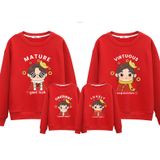 Áo Sweater Gia Đình Familylove - Mẫu Áo Sweater Gia Đình Chibi Mature,virtuous,bdient,lovely Chất Nỉ Da Cá Cotton 100%