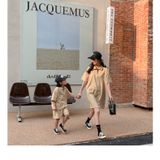 Áo gia đình cổ trụ Familylove -  áo đầm polo có cổ phối dây kéo Logo Our đơn giản chất nỉ da cá cotton loại 1