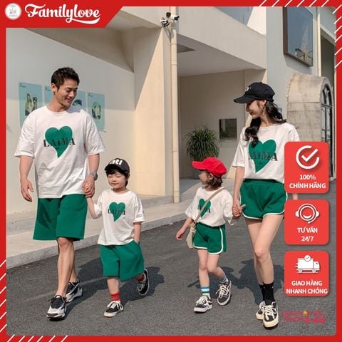 Áo Gia Đình Familylove - Mẫu Áo Đồng Phục Gia Đình Họa Tiết Hình Trái Tim Laima Paris Chất Liệu Cotton 100% Co Giãn