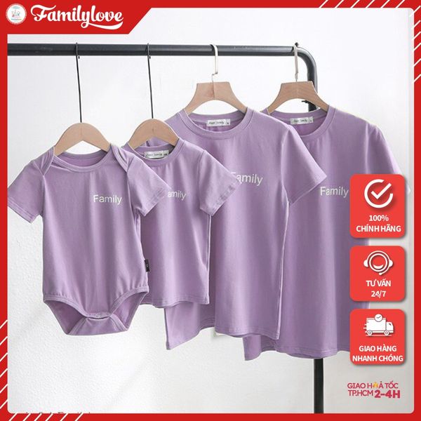 Áo gia đình Familylove - Mẫu Áo gia đình logo chữ Family đơn giản chất Cotton 100% Cao cấp