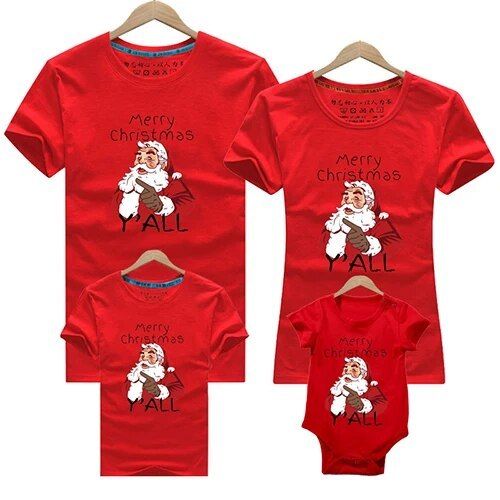 Áo gia đình Familylove - Set áo gia đình in họa tiết ông già Noel Merry Christmas chất liệu cotton 100% cao cấp