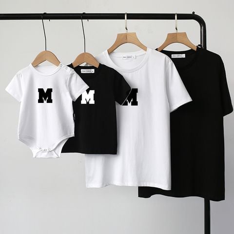 Áo gia đình Familylove - Set áo gia đình in họa tiết chữ M chất liệu cotton 100% cao cấp