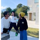 Áo Sweater Gia Đình Familylove - Mẫu Áo Gia Đình Sweater Dài Tay Chú Gấu Just Relax Chất Nỉ Da Cá Cotton 100%