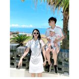 Áo Gia Đình Cổ Trụ Familylove - Đồng Phục Gia Đình Polo Có Cổ Good Luck phối sọc tay đẹp - Chất Liệu Nỉ Da Cá Cao Cấp