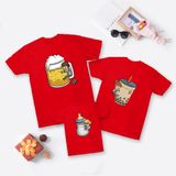 Áo gia đình Familylove - Đồng phục gia đình họa tiết beer trà sữa bình sữa cực đáng yêu Cotton 100% co giãn mềm mịn