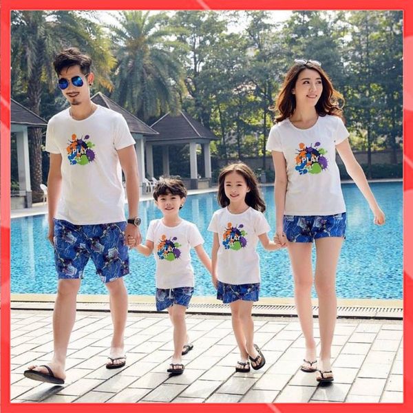 Đồng phục đi biển Familylove - Quần áo đồng phục đi biển mẫu PLAY Sắc màu