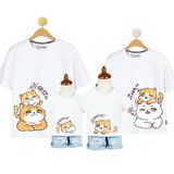 Áo Gia Đình Familylove - Mẫu Áo Đồng Phục Gia Đình Họa Tiết Gia Đình Mèo Đáng Yêu Resting Chất Liệu Cotton 100% Co Giãn