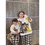 Set Đôi Mùa Đông Mẹ bé Familylove - Mẫu Đồ Cho Gia đình Sweater Dài Tay Nhân Vật hoạt hình Chất Nỉ Da Cá Cotton 100%