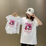 Áo gia đình Familylove - đồ gia đình họa tiết chú gấu dâu đáng yêu VRFIRST chất liệu cotton 100%