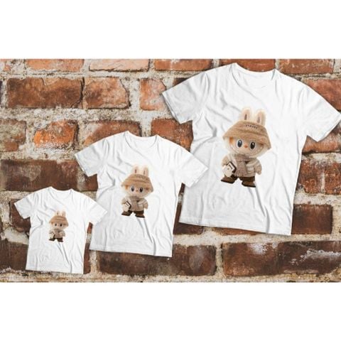 Áo gia đình Familylove - Set Gia Đình Gấu LABUBU Siêu dễ thương in 2 mặt chất liệu cotton 100 co giãn mát