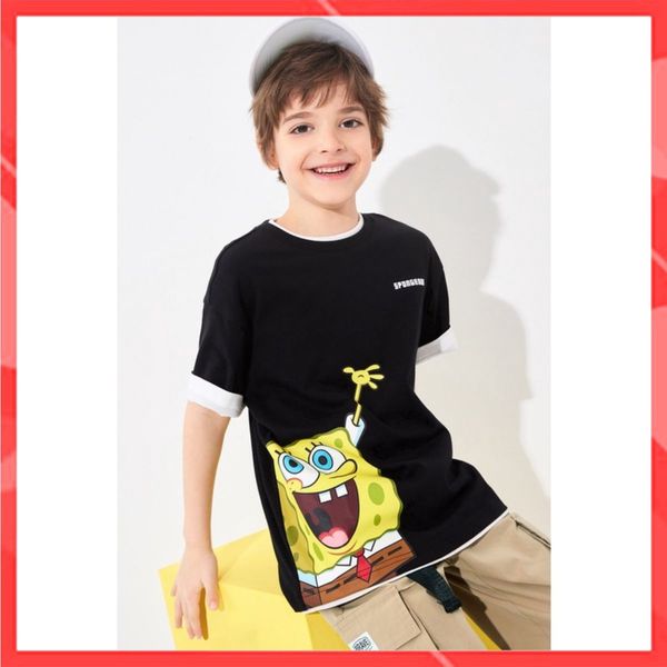 Áo thun bé trai Familylove - Áo phông bé trai họa tiết Bọt biển chất liệu cotton 100% co giãn mềm mịn thoáng mát