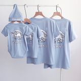 Áo gia đình Familylove - Mẫu Áo gia đình Ngựa Unicorn màu Xanh biển Cotton 100%
