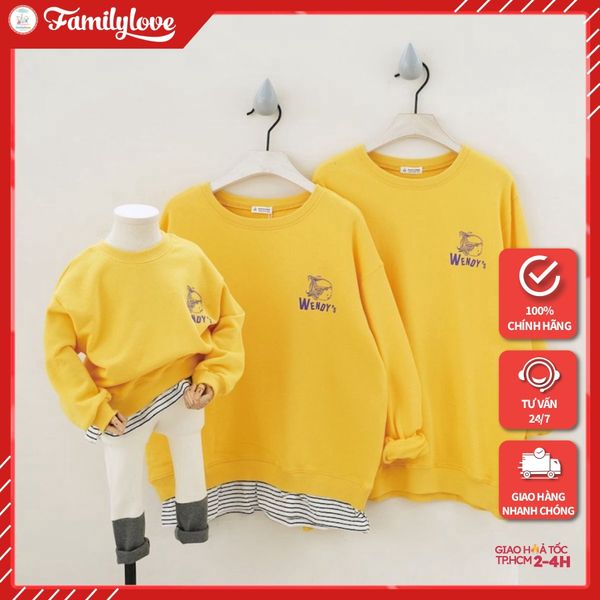 Áo Sweater Gia Đình Familylove - Áo Sweater Logo Cô Gái Wendy Dễ Thương Chất Liệu Nỉ Da Cá Cao Cấp