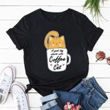 Áo thun phông nam nữ form rộng Familylove - Mẫu áo Unisex Chú mèo A Good Day with Coffee Cat chất Cotton 100% cao cấp