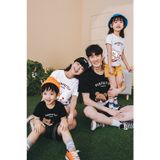 Áo gia đình Familylove - Đồng phục gia đình Mẫu Chibi Perfectly Cotton 100% mát 3 màu Vàng Đen Trắng