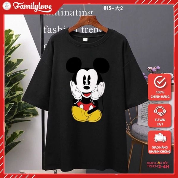 Áo Thun Nữ Tay Lỡ Phông Form Rộng Dáng Unisex - Mẫu Chú Chuột Mickey