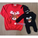 Áo sweater gia đình Familylove - Áo nỉ gia đình Noel họa tiết tuần lộc đáng yêu chất liệu nỉ da cá cao cấp