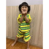 Bộ quần áo trẻ em bé gái Sọc sắc màu siêu dễ thương - Chất đũi cực mát Size từ 9-25kg.