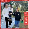 Áo Sweater Gia Đình Familylove - Mẫu Áo Gia Đình Sweater Dài Tay Chú Gấu Just Relax Chất Nỉ Da Cá Cotton 100%