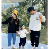 Áo Sweater Gia Đình Familylove - Mẫu Áo Gia Đình Sweater Dài Tay Chú Gấu Just Relax Chất Nỉ Da Cá Cotton 100%
