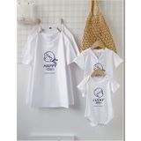 Áo gia đình Familylove -Áo gia đình Họa Tiết Chibi Đáng Yêu Happy Girl Lucky Boy chất liệu cotton 100% co giãn