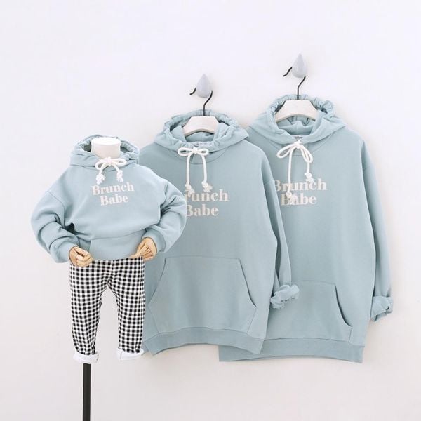 Áo Gia Đình Thu Đông Familylove -Mẫu Gia Đình Thu Đông Hoodie Ấm Áp  Brunch Babe Dễ Thương Chất Liệu Nỉ Da Cá Cao Cấp