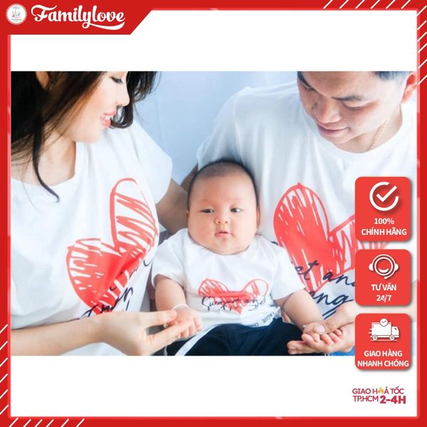 Áo gia đình Familylove - Mẫu Áo gia đình trái tim cách điệu Sweet and strong