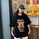 Áo thun tay lỡ Unisex Familylove - Áo phông nam nữ họa tiết Gấu Weekend hot trend trẻ trung chất liệu cotton 100%