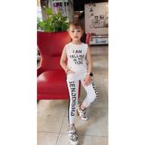 Bộ quần áo cho bé gái Cotton 100%  Size từ 9-55kg. Thương Hiệu HappyFamily  Áo 3 lỗ thun rút + Quần ài jogger  4 mà