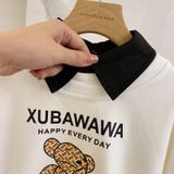Áo Sweater Gia đình Familylove - Mẫu Áo Gia đình Sweater Dài Tay Gấu Xubawawa Phối Cổ Chất Nỉ Da Cá Cotton 100%