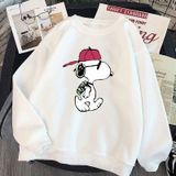 Áo Sweater Nữ form rộng Cotton Nỉ da cá (Kèm hình thật chất áo có Logo Thương hiệu) Chú chó dễ thương