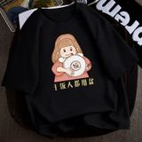 Áo thun nữ tay lỡ form rộng dáng Unisex - Mẫu Cô gái mlem Cotton 100% 6 màu nổi đẹp