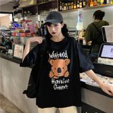Áo thun tay lỡ Unisex Familylove - Áo phông nam nữ họa tiết Gấu Weekend hot trend trẻ trung chất liệu cotton 100%